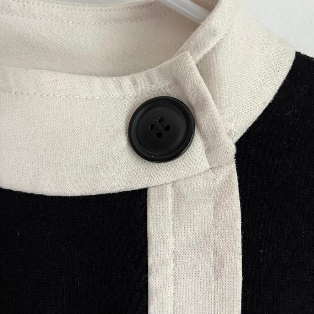 Vintage 80s-does-60s Mod Mini Dress - Black with White Details, Size 6 - Picture 7 of 9